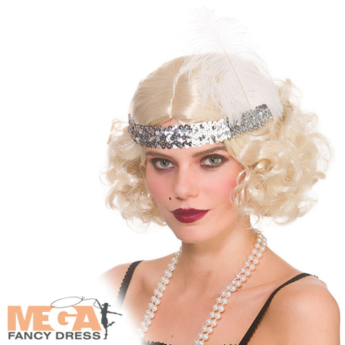 Ladies Blonde Curly Flapper 1920s Gatsby Wig