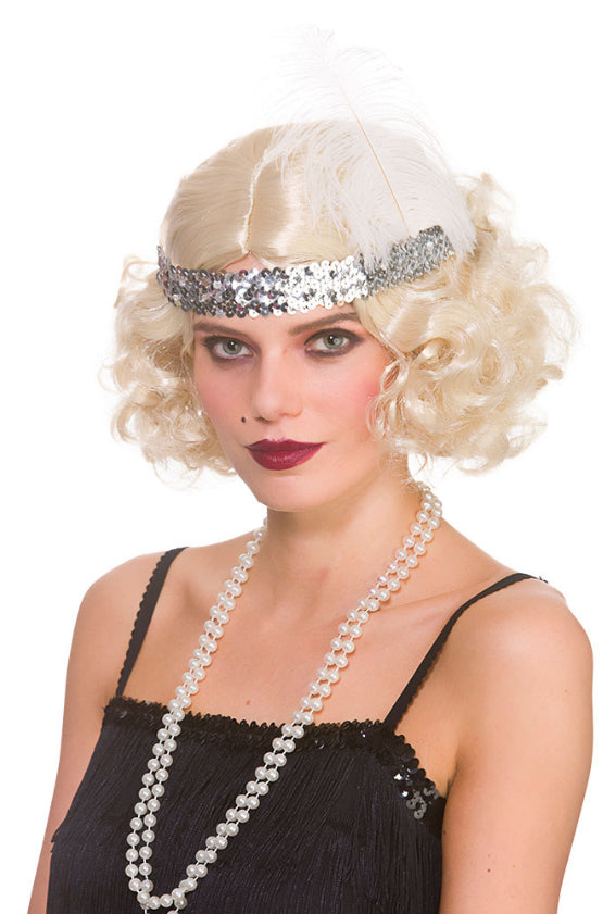 Ladies Blonde Curly Flapper 1920s Gatsby Wig
