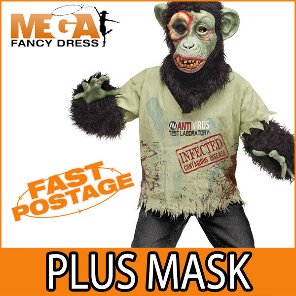 Kids Zombie Chimp Halloween Costume Horror Fancy Dress