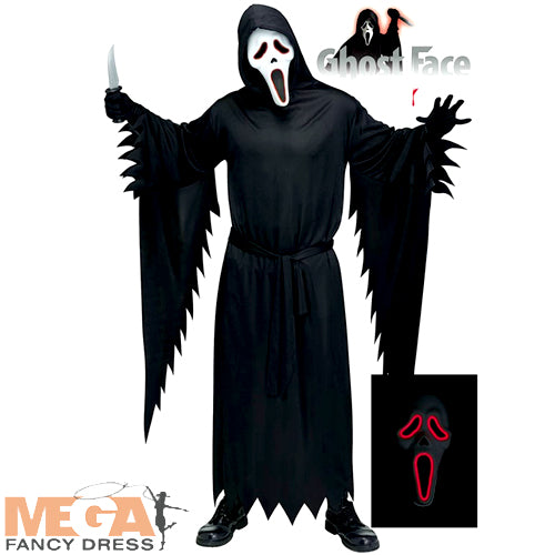 Men's Scream Ghost Face Light Up Halloween Costume