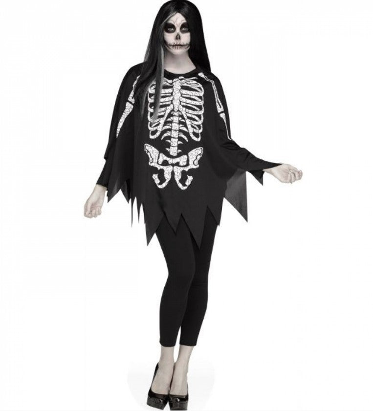 Adults Skeleton Halloween Poncho Costume