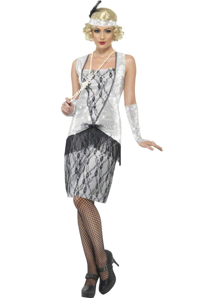 Women's Silver 20s Flapper Fancy Dress Costume