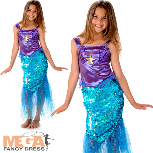 Girls Mermaid Fairy Tale Sea Princess Book Day Fancy Dress Costume