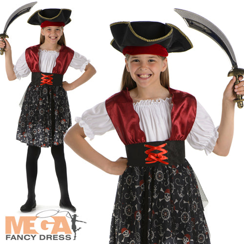 Girls Pirate Skull Beauty Halloween Fancy Dress Costume