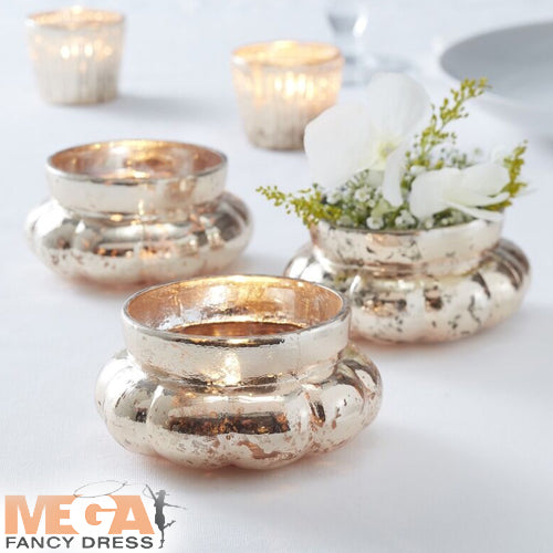 Large Frosted Tealight Holder, Gold Home Decoration