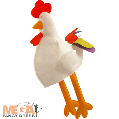 Adults Chicken Hat Farm Animal Party Fancy Dress Costume Accessory