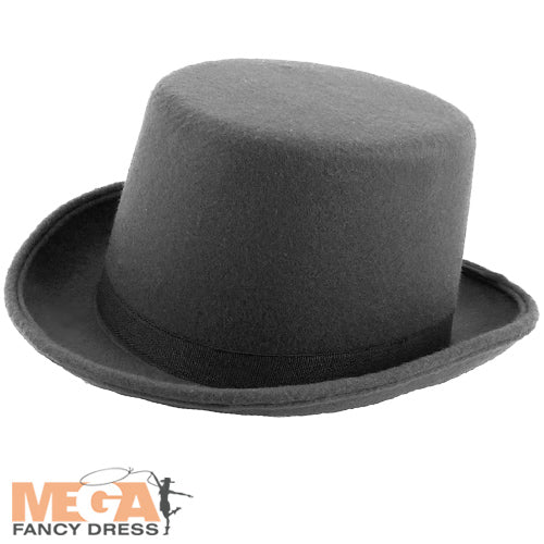Kids Black Felt Topper Hat Victorian Magician Showman Accessory