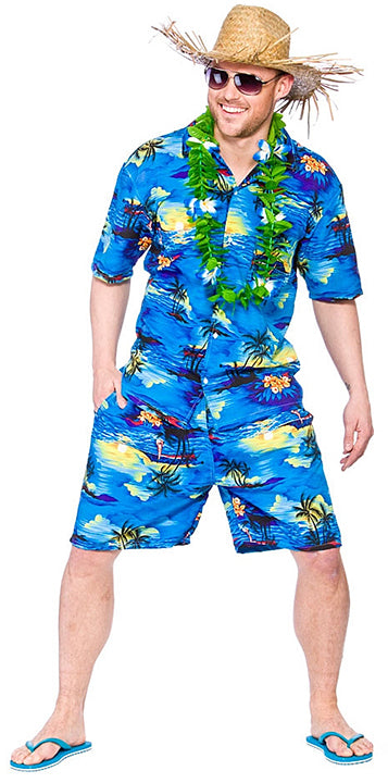 Hawaiian Blue Palm Tropical Costume