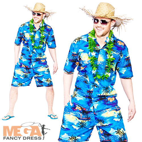 Hawaiian Blue Palm Tropical Costume