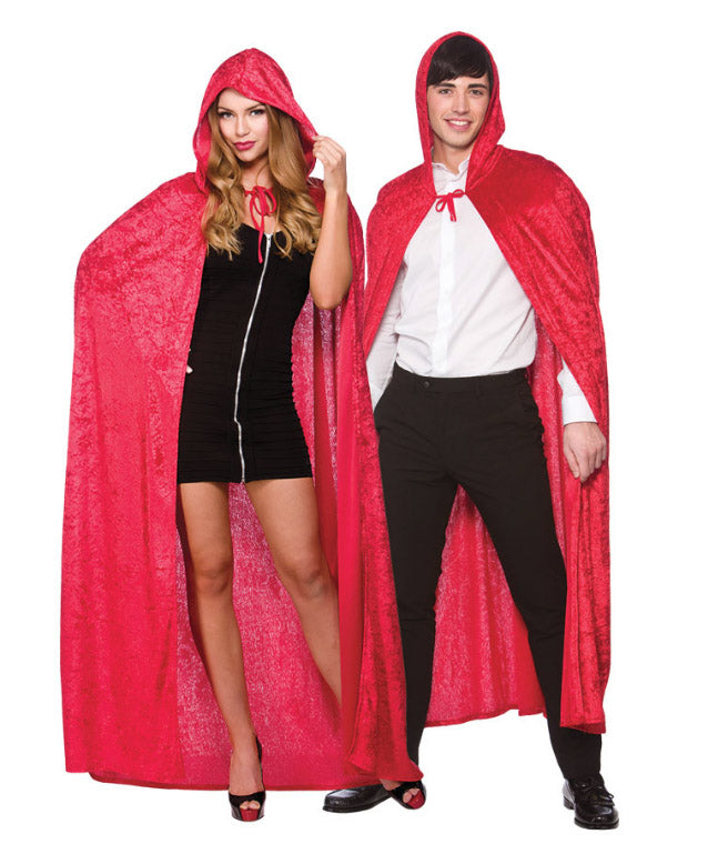 Deluxe Red Velvet Hooded Cape Gothic Fashion Accessory