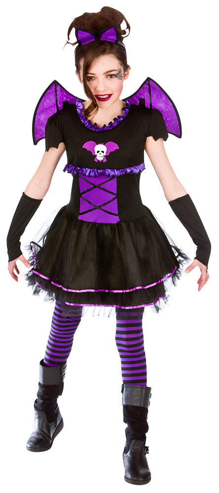 Girls Batty Bat Ballerina Vampire Halloween Fancy Dress Costume Outfit