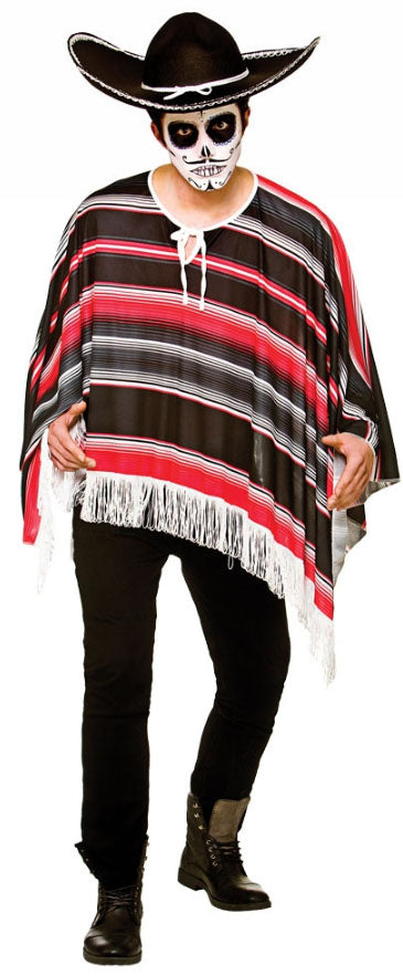 Day of the Dead Bandit Poncho Mens Costume