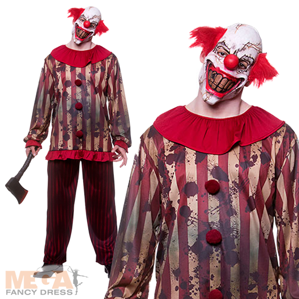 Mens Vintage Circus Clown Carnival With Mask Costume