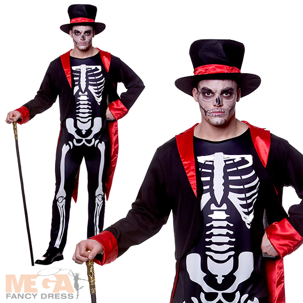 Mens Mr Skelebones Skeleton Costume