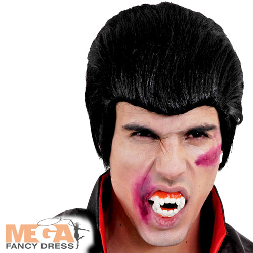 Men's Deluxe Black Vampire Dracula Wig Halloween Accessory