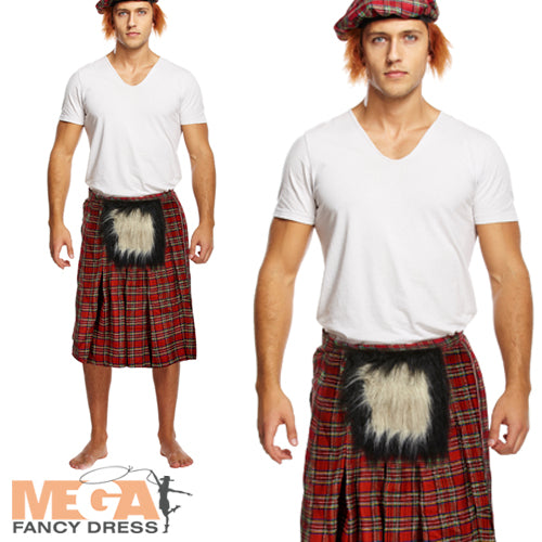 Kilt with Hat Mens Costume Cultural Scottish Outfit