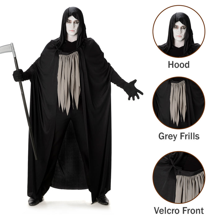 Dark Grim Reaper Mens Costume Horror Fancy Dress