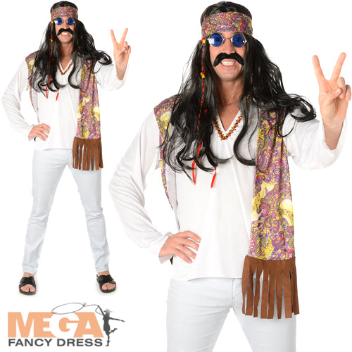 Funky Hippie Man Mens Costume 60s Fancy Dress