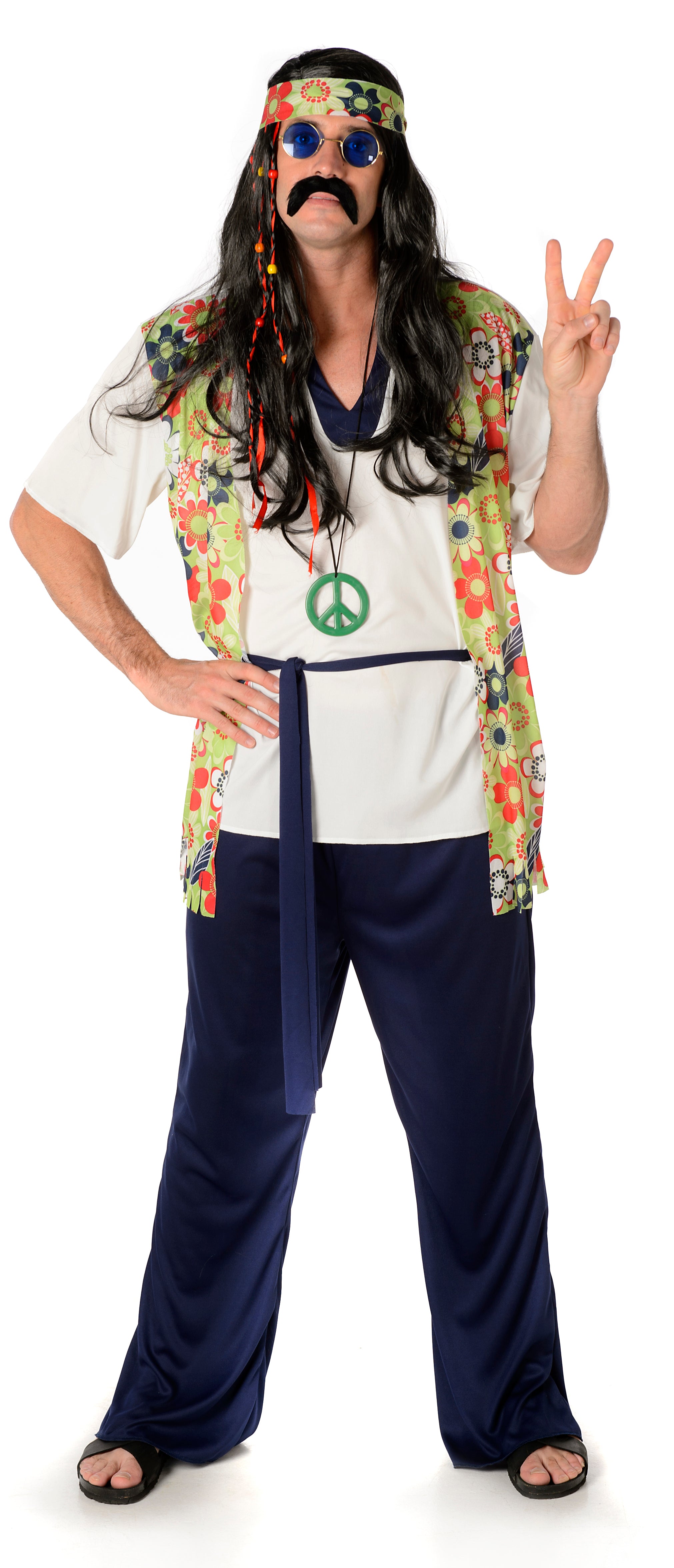 Cool Hippie Guy Mens Costume 60s Fancy Dress