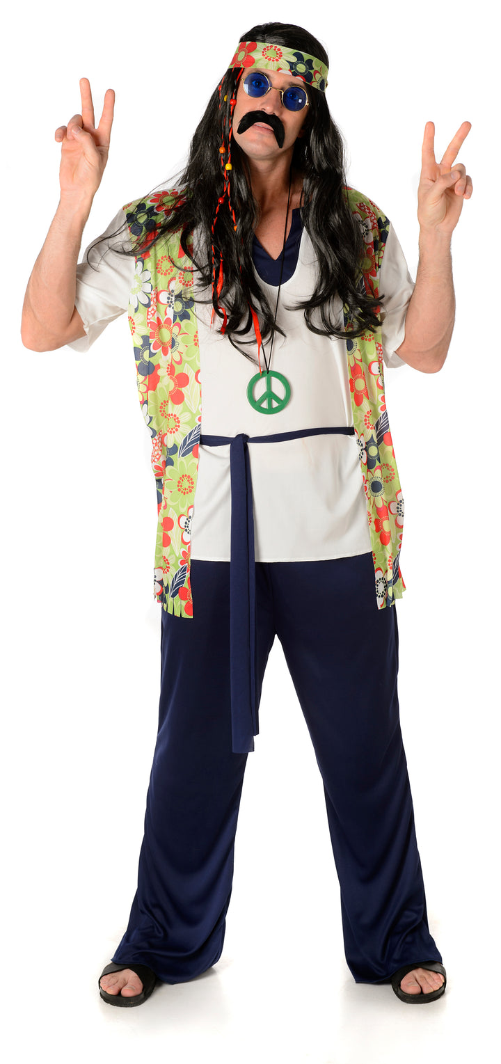 Cool Hippie Guy Mens Costume 60s Fancy Dress