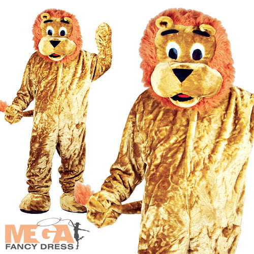 Mens Ladies Lion Mascot Fancy Dress Jungle Zoo Animal Costume
