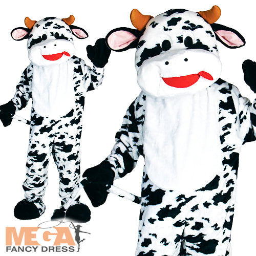 Mens Ladies Deluxe Mascot Cow Costume + Full Head