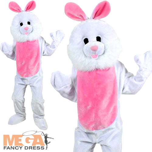 Mens Ladies Mascot Big White Easter Bunny Rabbit Fancy Dress Costume