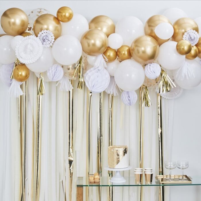 Gold Balloon & Fan Garland Backdrop Party Decoration