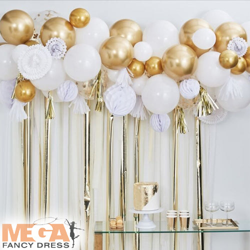 Gold Balloon & Fan Garland Backdrop Party Decoration