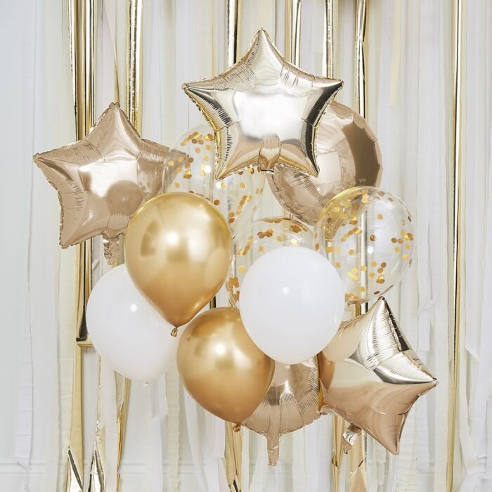 Metallic Gold Balloons Bundle Festive Decor