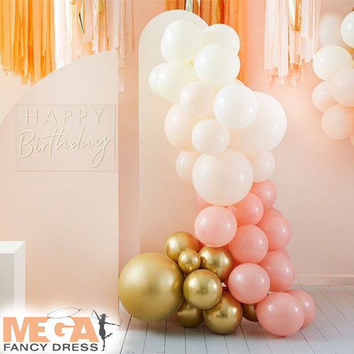 Peach & Gold Balloon Arch Kit Sophisticated Party Decor