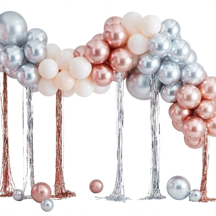 Mixed Metallics Balloon Arch & Streamers Luxe Party Decor