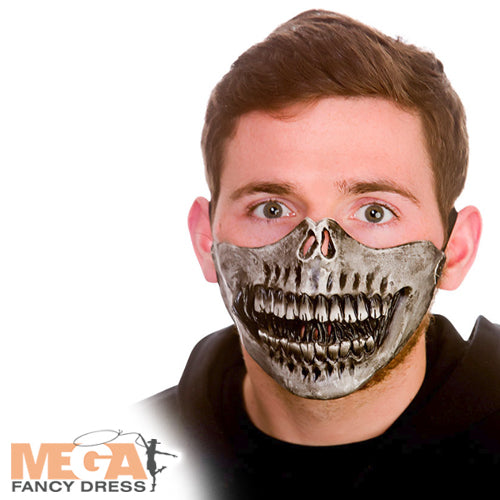 Skeleton Half Face Latex Mask Terrifying Halloween Accessory