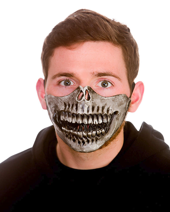 Skeleton Half Face Latex Mask Terrifying Halloween Accessory