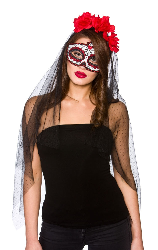 Deluxe Day of the Dead Mask and Veil