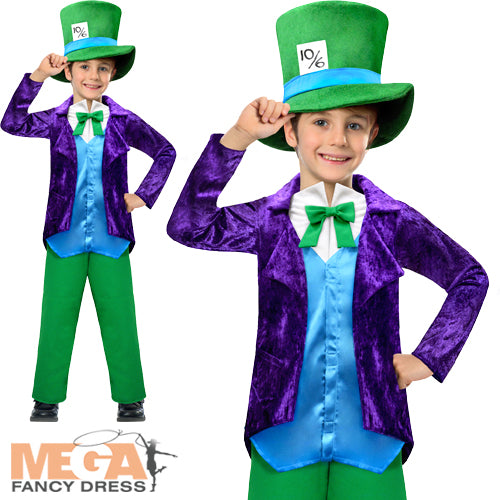 Boys Mad Hatter Wonderland Fairy Tale World Book Day Costume