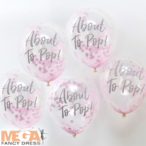 About To Pop Pink Confetti Balloons Baby Shower Decor