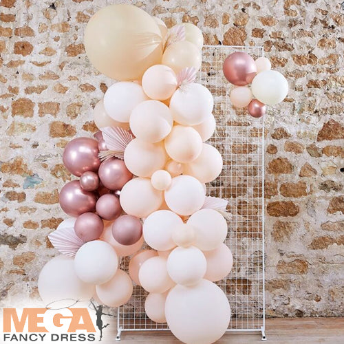 Pampas, White, Peach & Rose Gold Balloon Arch Kit Sophisticated Party Decor