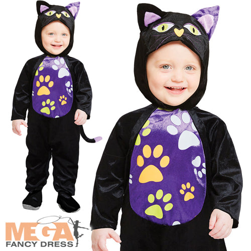 Kids Lil Kitty Cutie Black Cat Halloween Animal Fancy Dress Costume
