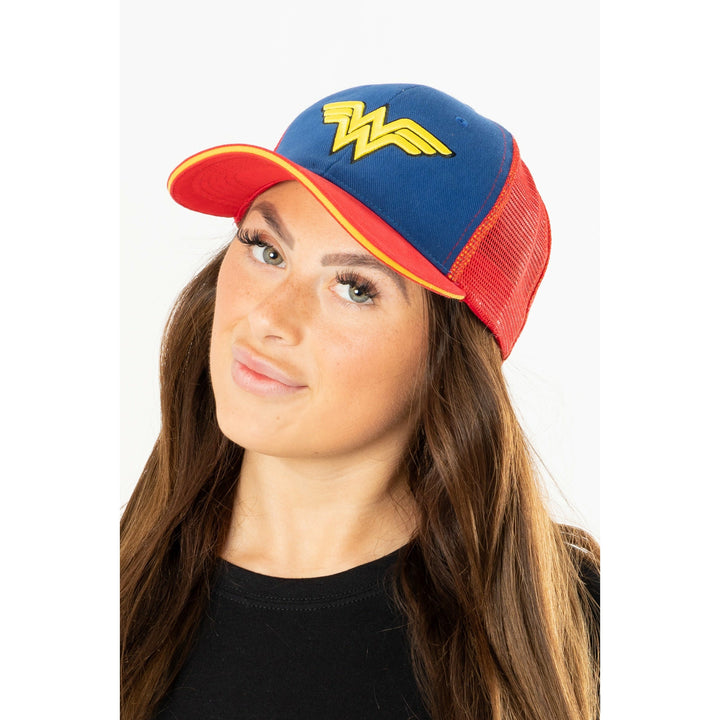 WonderWoman Blue/Red Trucker Cap Heroic Headwear