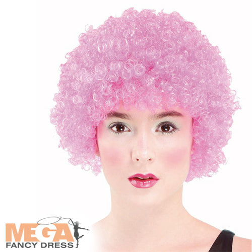 Women's Pink Afro Clown Carnival Circus Wig