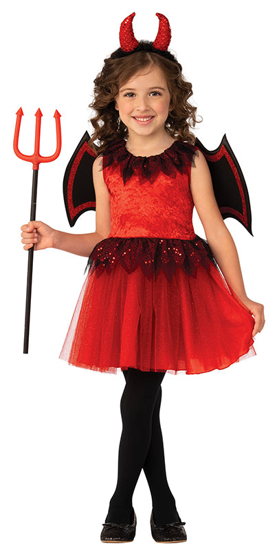 Girls Red Devil Satan Sinner Halloween Fancy Dress Costume