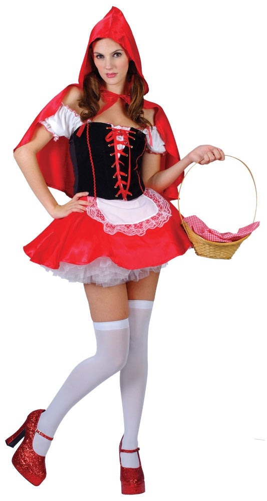 Ladies Red Riding Hood Fairy Tale Fancy Dress Costume