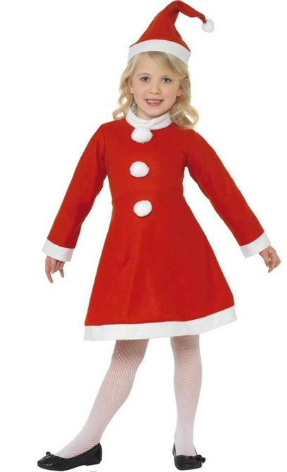 Girls Little Miss Santa Fancy Dress Father Christmas Costume