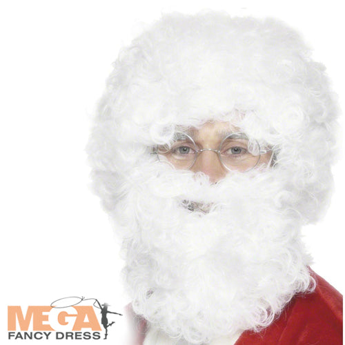 Santa Claus Beard and Wig Set Costume Jolly Holiday Attire