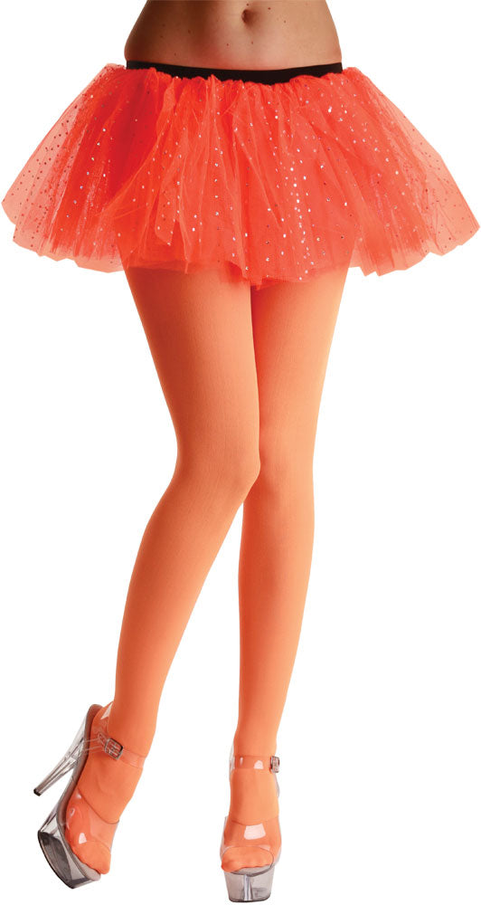 Neon Orange Opaque Tights Bright Costume Accessory