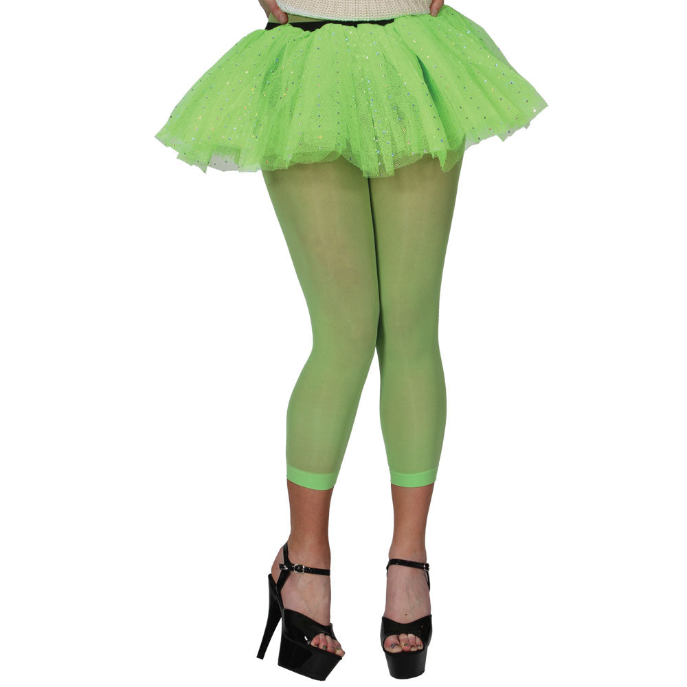 Neon Green Footless Tights Bold Fashion Accessory