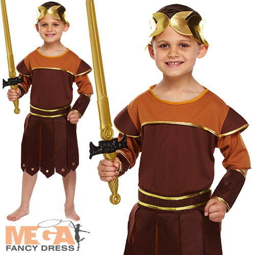 Boys Ancient Greek Roman Soldier Warrior Book Day Costume