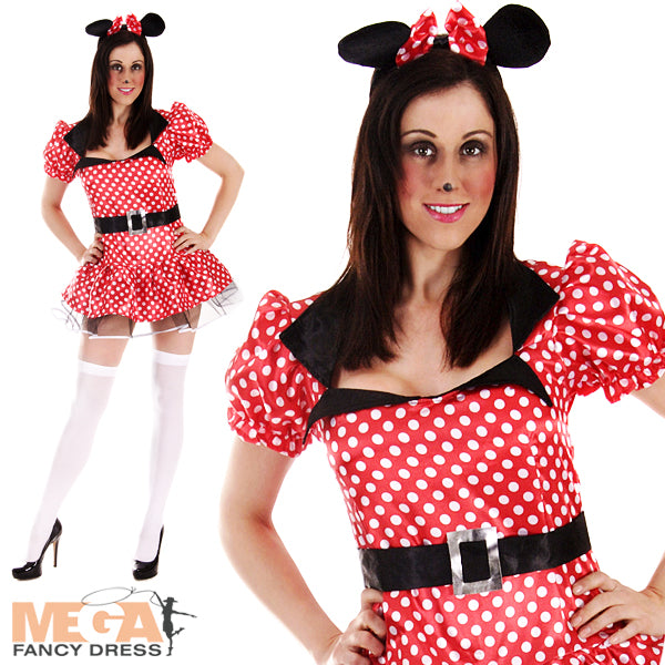 Ladies Sexy Mouse Fancy Dress Minnie Animal Character Fairy Tale Costume