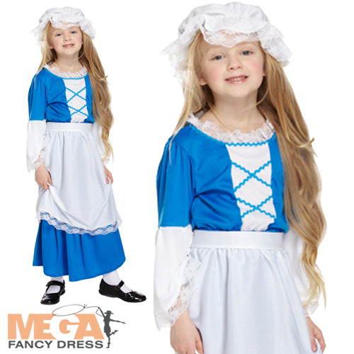 Girls Tudor Fancy Dress Victorian Maid Medieval Book Day Costume